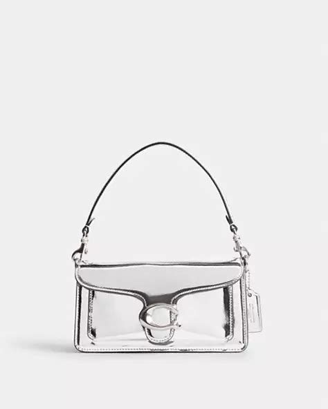 coach tabby 12 metallic silver